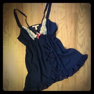 Navy Blue Lingerie Slip Dress